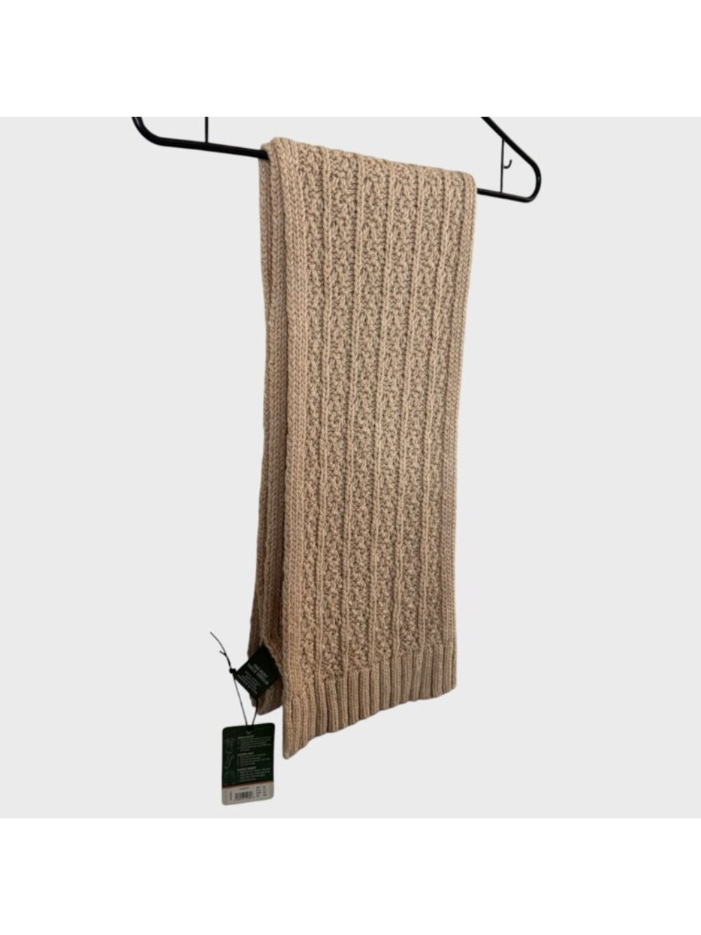 Eddie Bauer Cable Knit Scarf Khaki/Tan Women's O/S Chunky Soft Warm Winter NEW - Picture 4 of 8